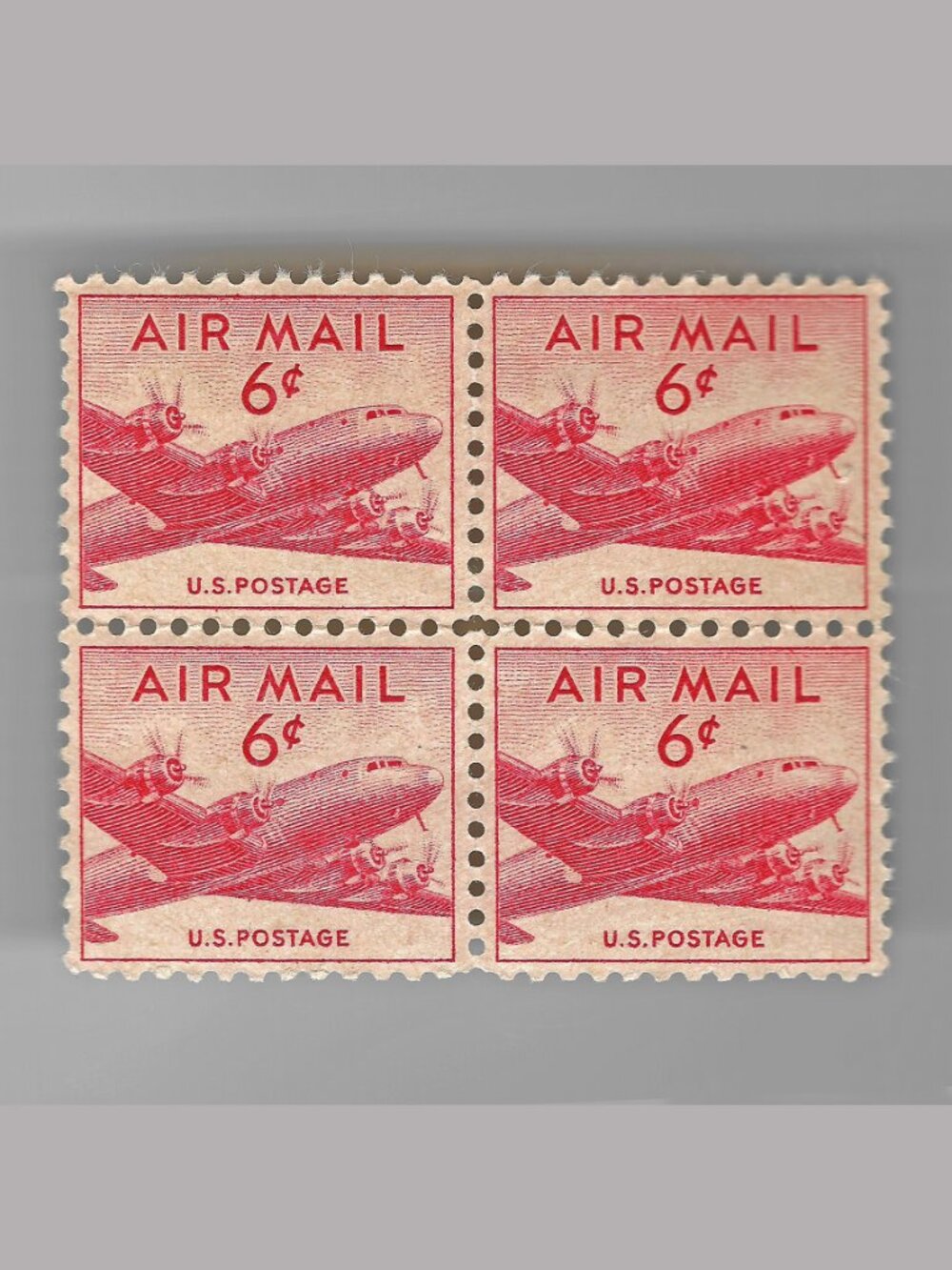 1941 U.S. 6¢ Airmail Stamps – Original Mint Block of 4 – Scott C25